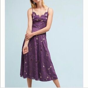 Anthropologie Purple Lace Midi Dress